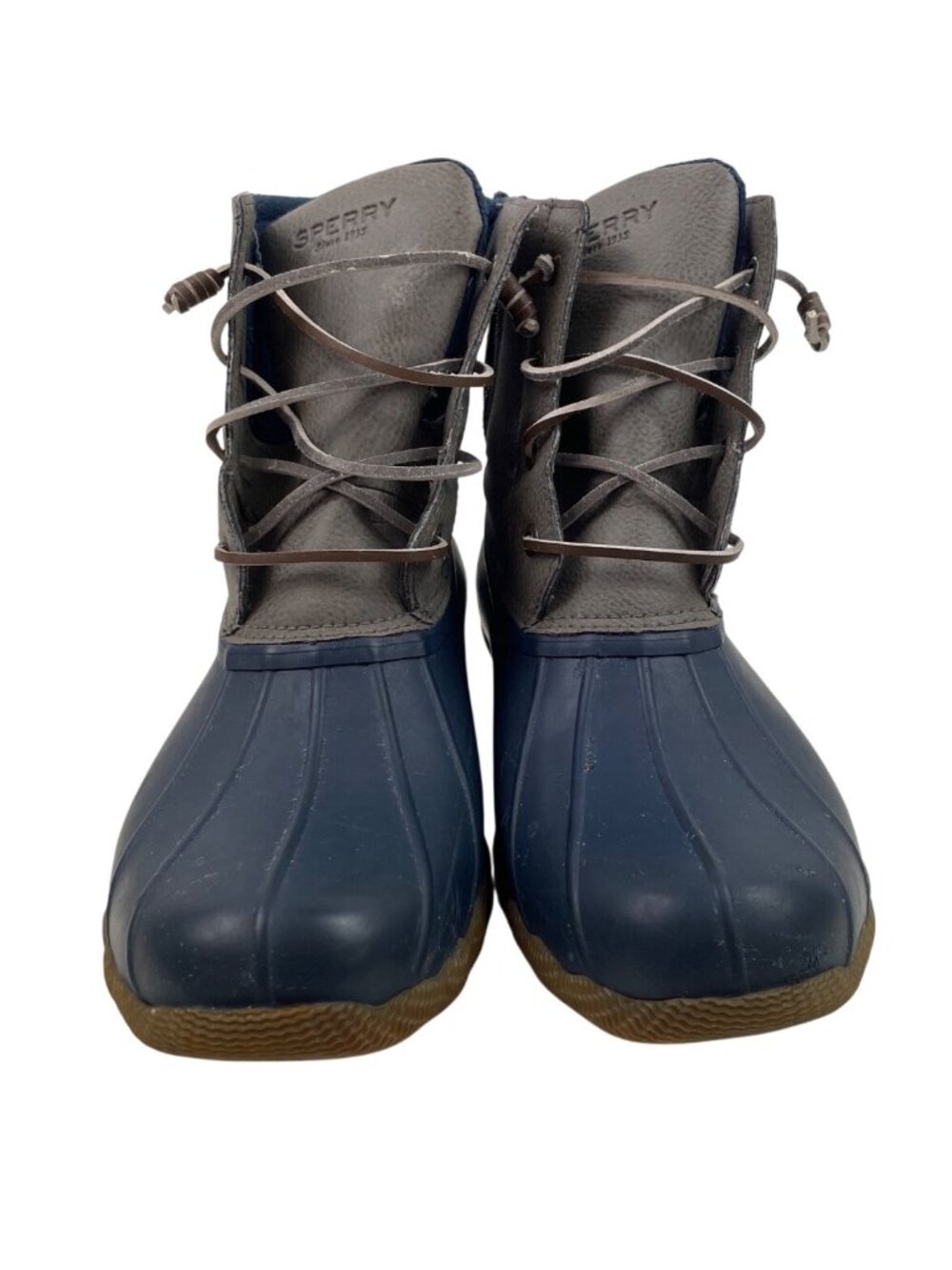 Sperry Duck Boots Womens Size 11 Navy & Gray Waterproof Leather Lace-Up - Picture 3 of 10